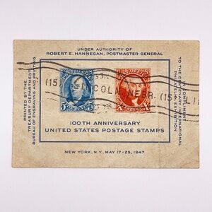 1947 First Day Cover 100th Anniversary of US Postage Stamps